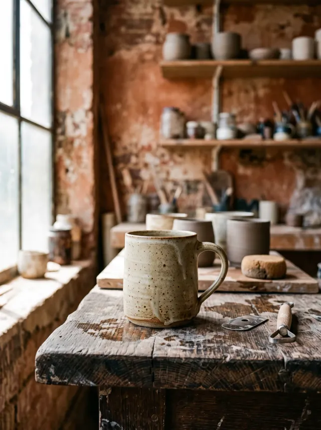 Taza de gres esmaltada